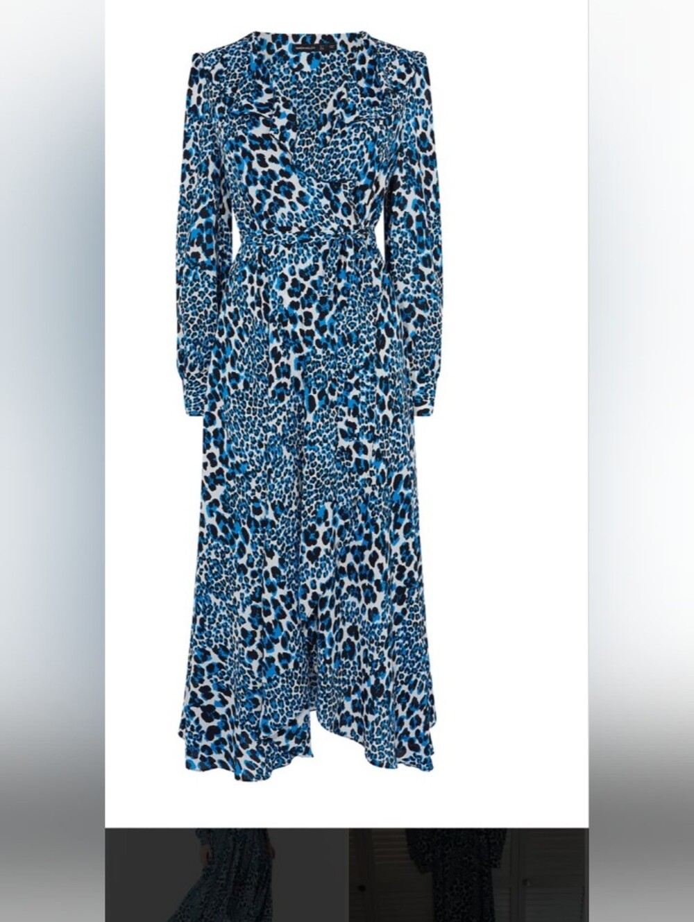 Karen Millen Blue & Black Leopard Print Wrap Maxi Dress